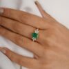 925 Sterling Silver Emerald Diamond Wedding Ring - Image 6