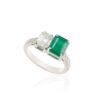 925 Sterling Silver Emerald Diamond Wedding Ring - Image 4