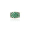 925 Sterling Silver Emerald Diamond Wide Band