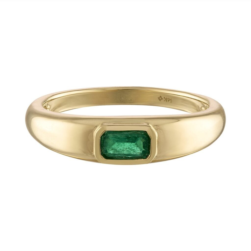 925 Sterling Silver Emerald Dome Ring