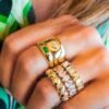 Domed sterling silver ring with thick gold plating finish
