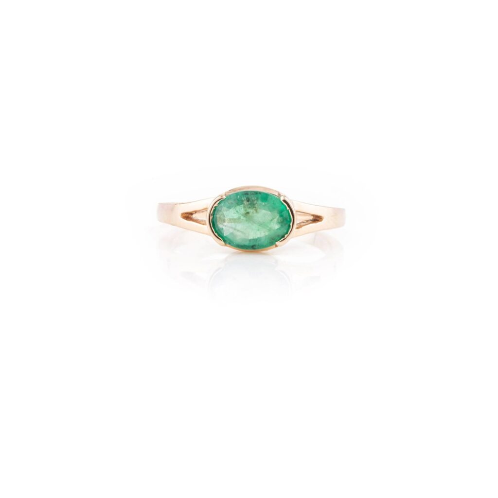 925 Sterling Silver Emerald East West Statement Ring
