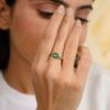 925 Sterling Silver Emerald East West Statement Ring - Image 4