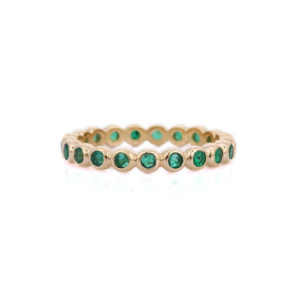 925 Sterling Silver Emerald Eternity Band
