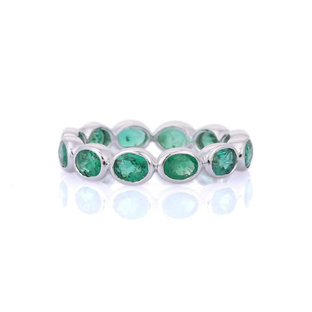 925 Sterling Silver Emerald Eternity Band