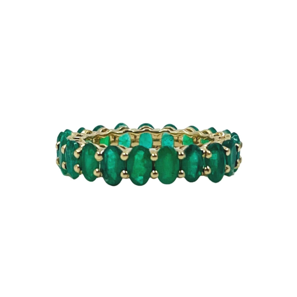 925 Sterling Silver Emerald Eternity Band