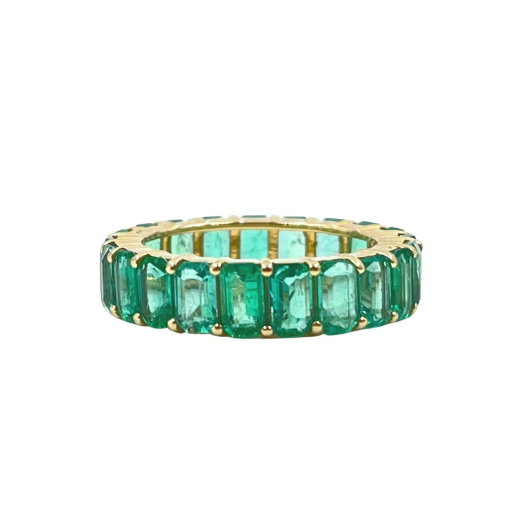 925 Sterling Silver Emerald Eternity Band
