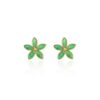 925 Sterling Silver Emerald Flower Stud Earrings