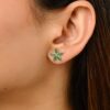 925 Sterling Silver Emerald Flower Stud Earrings - Image 2