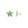 925 Sterling Silver Emerald Flower Stud Earrings - Image 4