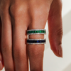 925 Sterling Silver Emerald Half Diamond Eternity Band - Image 5