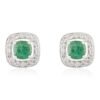 Emerald halo stud earrings with Premium CZ diamond accents and clean finish