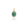 925 Sterling Silver Emerald Halo Diamond Pendant