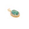 925 Sterling Silver Emerald Halo Diamond Pendant - Image 3