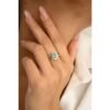 Emerald-style ring with thick gold plating and slim shank