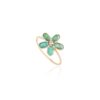 925 Sterling Silver Emerald Handmade Floral Diamond Ring - Image 3