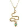 Snake charm necklace with emerald-coloured head and gold plating