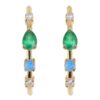 925 Sterling Silver Emerald Opal Diamond Eleuthera Hoop