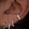 925 Sterling Silver Emerald Opal Diamond Eleuthera Hoop - Image 2