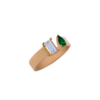 925 Sterling Silver Emerald Open Pear Diamond Ring