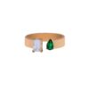 925 Sterling Silver Emerald Open Pear Diamond Ring - Image 3