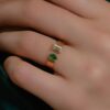 925 Sterling Silver Emerald Open Pear Diamond Ring - Image 4