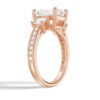 925 Sterling Silver Emerald Shaped Three Stone Diamond Engagement Ring - Image 10