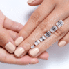 925 Sterling Silver Emerald Shaped Three Stone Diamond Engagement Ring - Image 13
