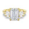 925 Sterling Silver Emerald Shaped Three Stone Diamond Engagement Ring - Image 2