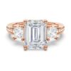925 Sterling Silver Emerald Shaped Three Stone Diamond Engagement Ring - Image 3