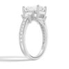 925 Sterling Silver Emerald Shaped Three Stone Diamond Engagement Ring - Image 4