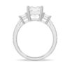 925 Sterling Silver Emerald Shaped Three Stone Diamond Engagement Ring - Image 6