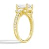 925 Sterling Silver Emerald Shaped Three Stone Diamond Engagement Ring - Image 7