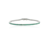 Sleek 925 sterling silver bracelet with emerald and diamond accents