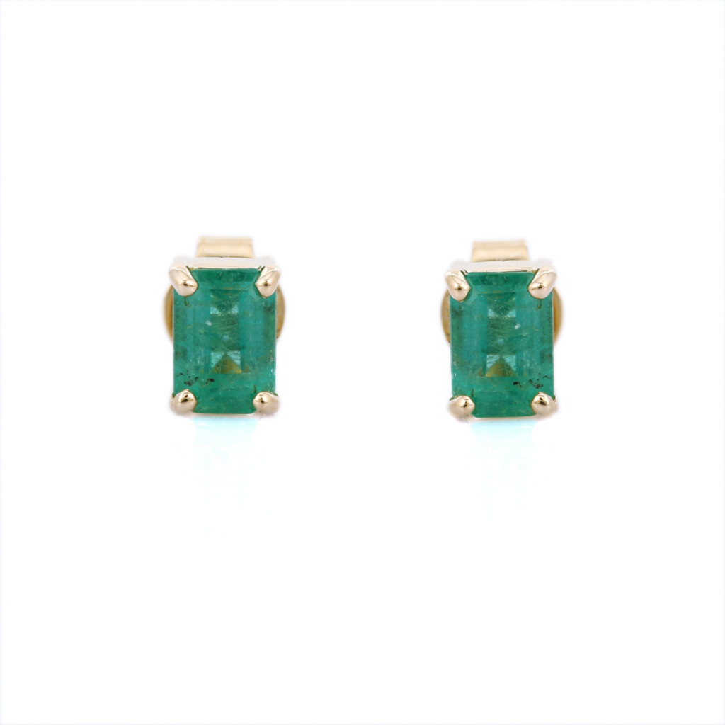 925 Sterling Silver Emerald Stud Earrings
