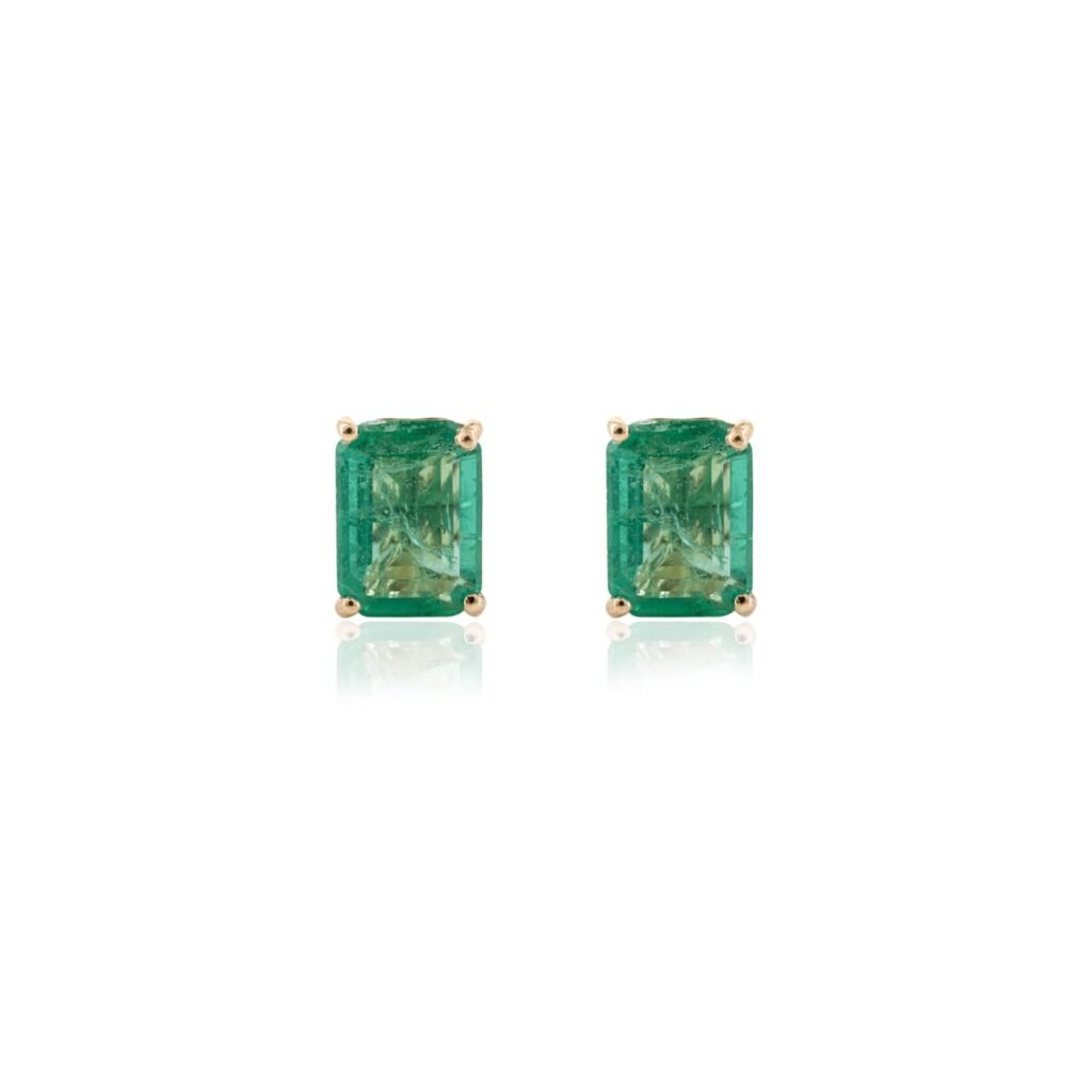 925 Sterling Silver Emerald Stud