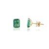 Emerald stud earrings with a balanced pair of octagon-cut stones