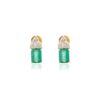 925 Sterling Silver Emerald Three Diamond Stud Earrings
