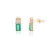 925 Sterling Silver Emerald Three Diamond Stud Earrings - Image 3