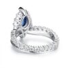 925 Sterling Silver "endless Blue" Luxe Crown Pear Shaped Sapphire Diamond Ring - Image 4