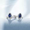 925 Sterling Silver "endless Blue" Luxe Crown Pear Shaped Sapphire Diamond Ring - Image 6