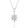 925 Sterling Silver Engravable North Star Diamond Necklace Pendant - Image 3
