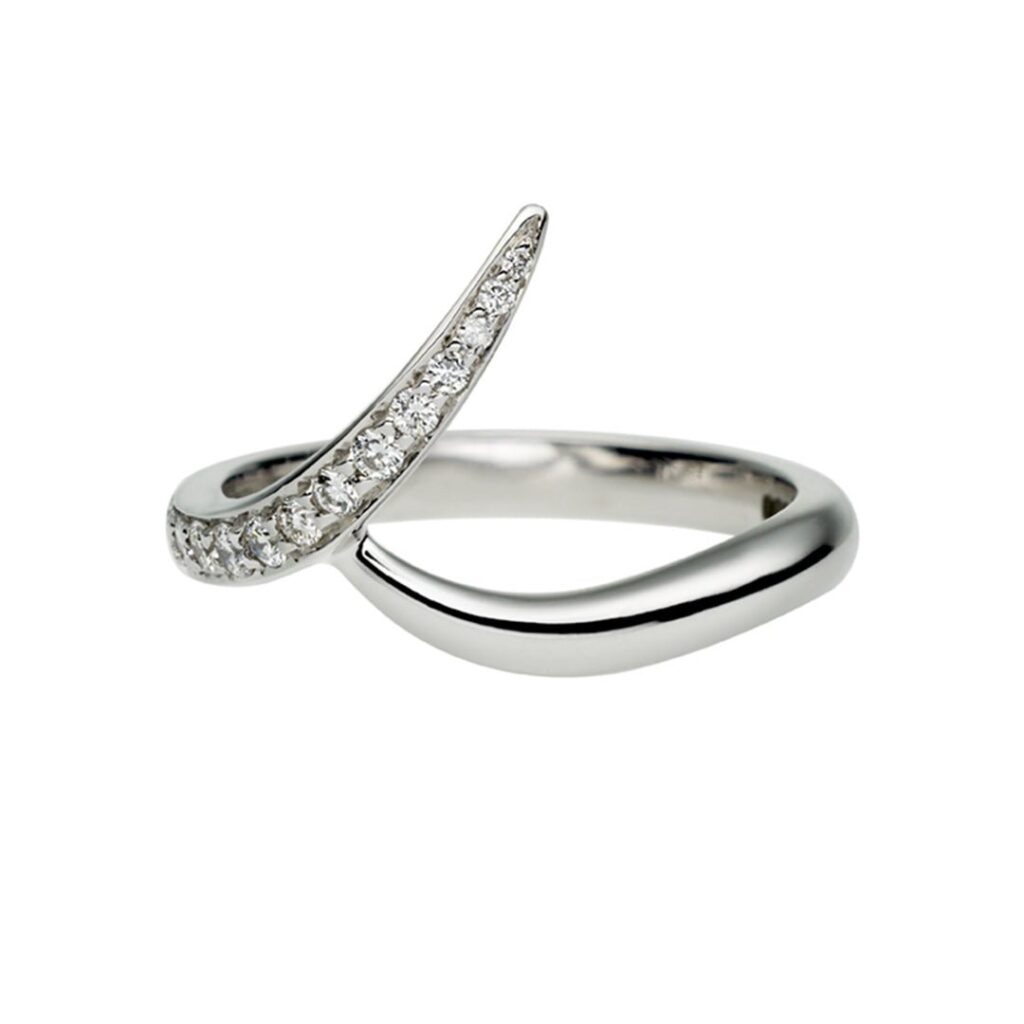 925 Sterling Silver Entwined Ardour35 Wedding Ring and 0.15CT Diamond