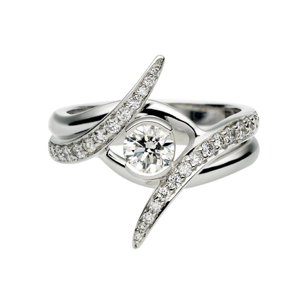 925 Sterling Silver Entwined Ardour50 Engagement Ring Set and 0.80CT Diamond