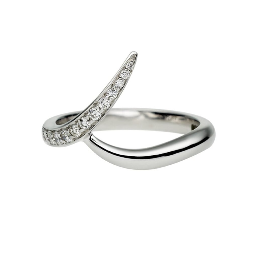 925 Sterling Silver Entwined Ardour50 Wedding Ring and 0.15CT Diamond