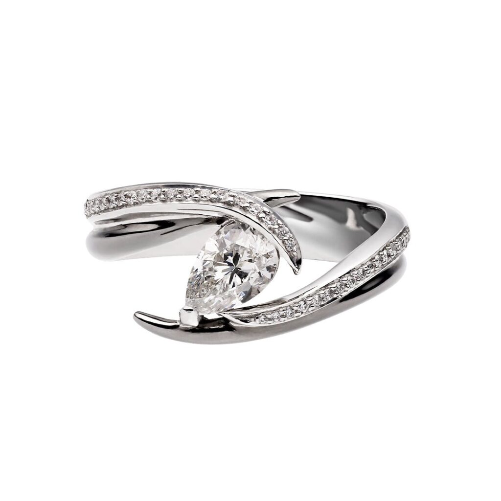 925 Sterling Silver Entwined Captured Vine60 Engagement Ring and 0.85CT Diamond