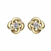 925 Sterling Silver Entwined Petal Flower Diamond Earrings
