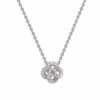 925 Sterling Silver Entwined Petal Flower Necklace and 0.10CT Diamond