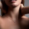 925 Sterling Silver Entwined Petal Flower Necklace and 0.10CT Diamond - Image 2