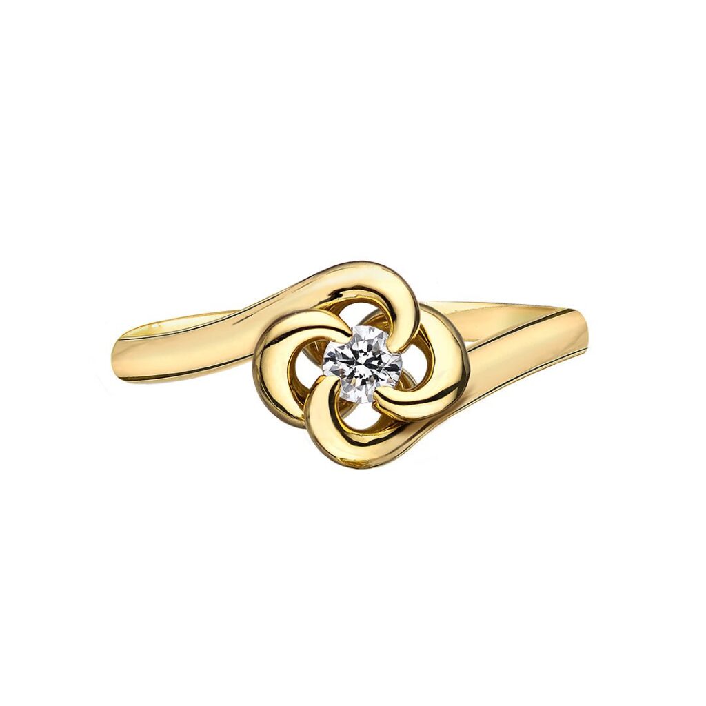 925 Sterling Silver Entwined Petal10 Engagement Ring and 0.10CT Diamond